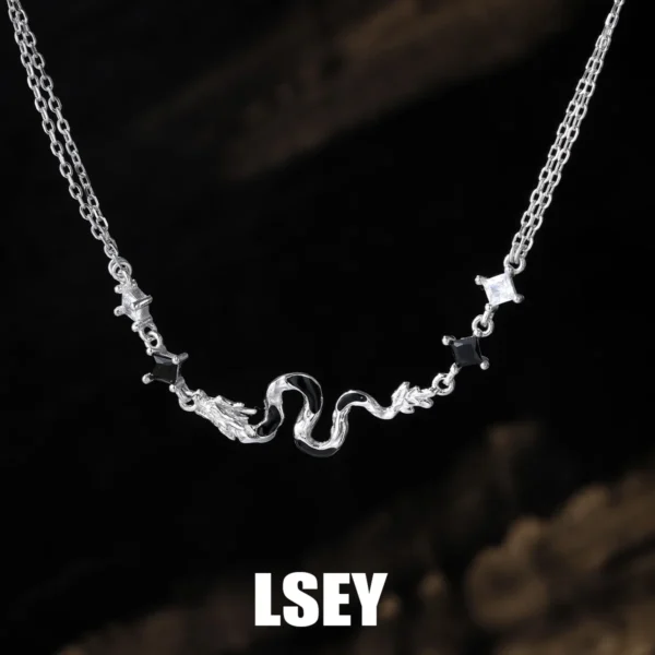 MLKENLY S925 Sterling Silver Ins Cool Style High End Minimalist Versatile Dragon Game Pendants Necklace Gifts