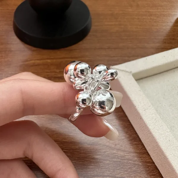 CHOZON S925 Solid Silver Bead Drop Ring French Organic Wholesale Stacking Jewelry for Women