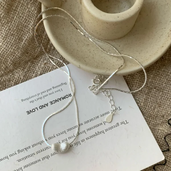 CHOZON S925 Solid Silver Bead Necklace Korean Minimalist Wholesale Dainty Layering Jewelry for Women