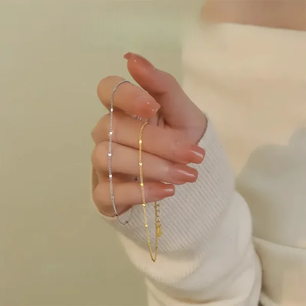 CHOZON S925 Silver 14K Gold Plated Disc Bracelet French Sparkling Wholesale Dainty Jewelry for Women