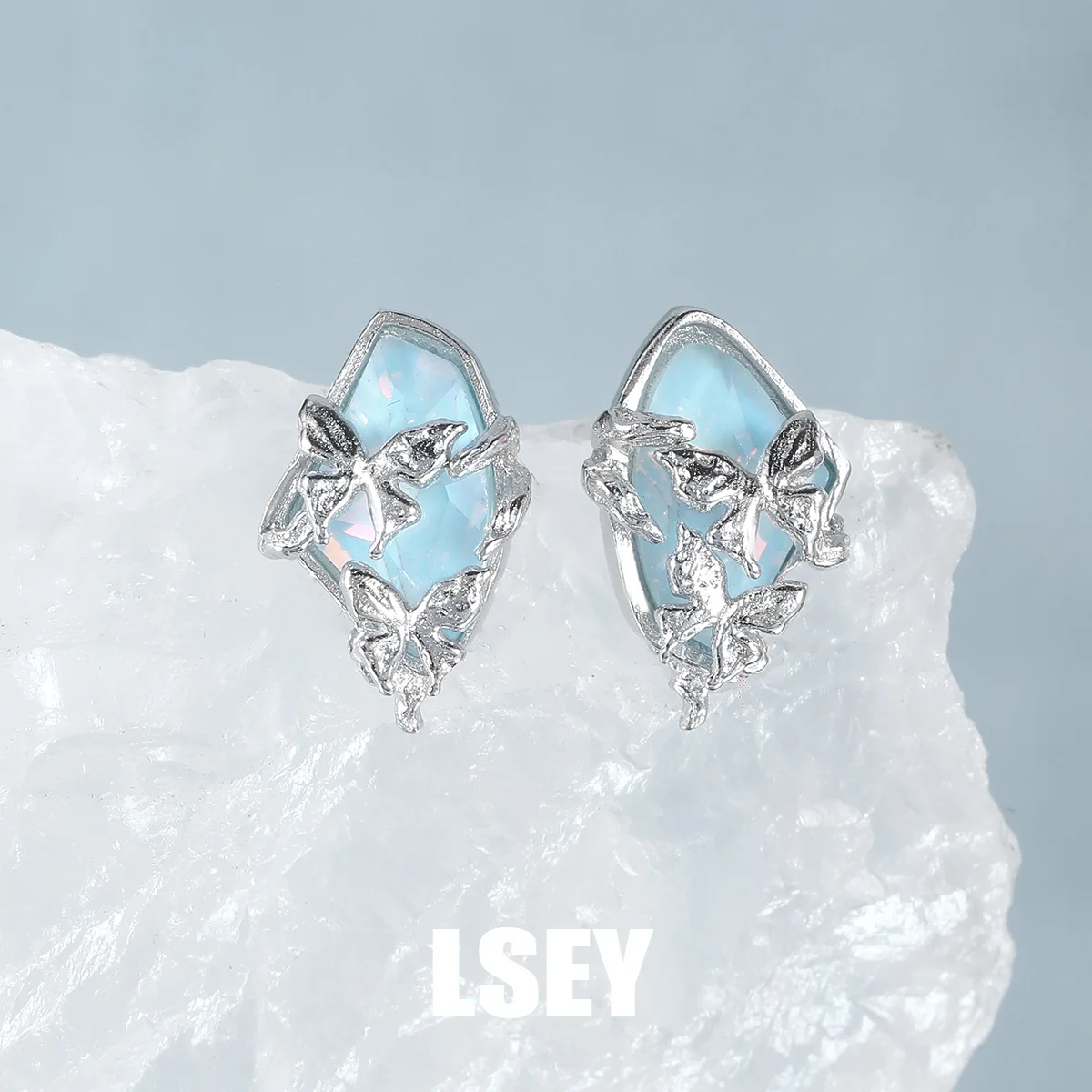 Minimalist S925 Sterling Silver Butterfly branches water patterns stone earrings Wedding Engagement Ear Accessories Jewelry? - Image 2