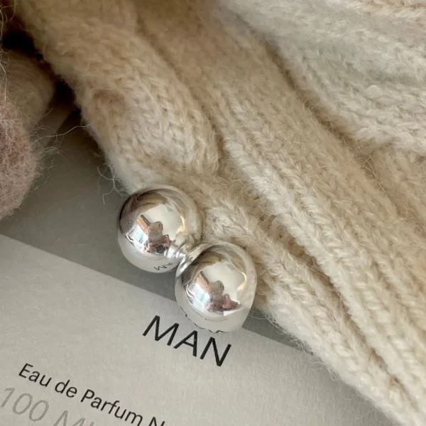 100% Genuine 925 Sterling Silver Earrings Jewelry Personality Semi-circular Smooth Minimalist Oval Pea 18k Gold Plating