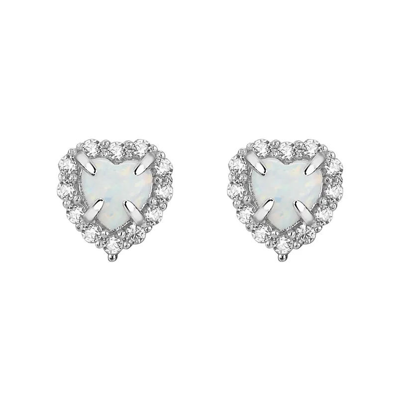 Minimalist S925 Sterling Silver CZ heart-shaped earrings for women small and colorful Opal earrings earrings accessories - Image 3