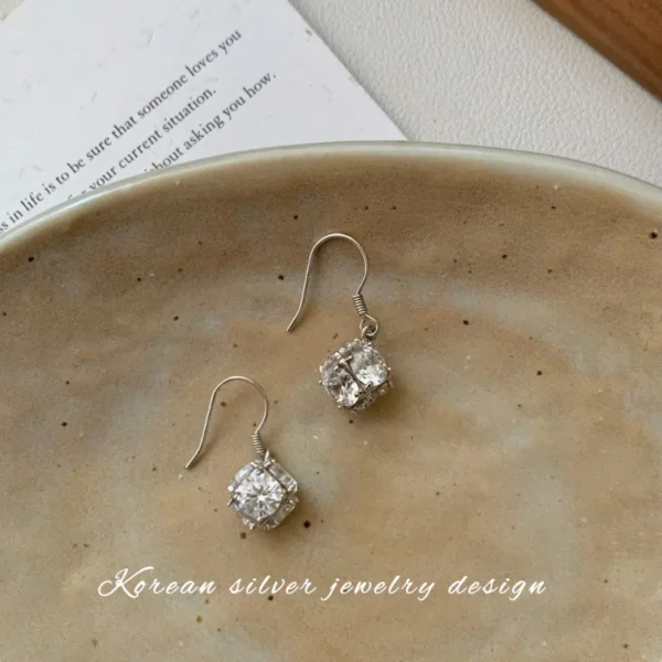 CHOZON S925 Solid Silver Zircon Earrings Korean Wholesale Dainty Jewelry for Women