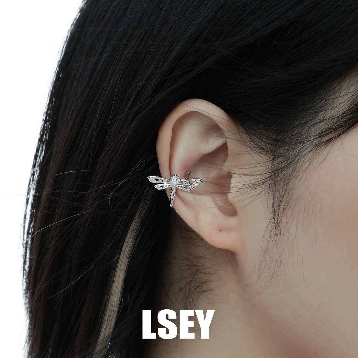 MLKENLY S925 Sterling Silver Dragonfly Ear Clip Without Hole Earrings for Female Ancient 1PC Ear Cuff No Piercing Orbital Earing - Image 3