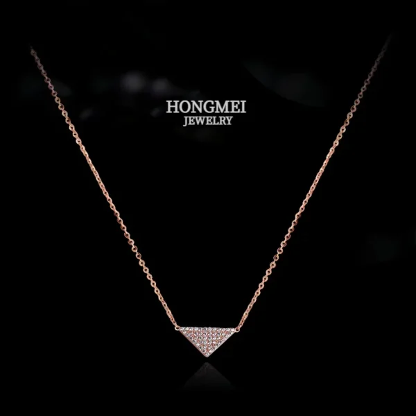 CHOZON S925 Silver Rose Gold Plated Triangle Pendant Necklace French Luxury Wholesale Dainty Jewelry for Women