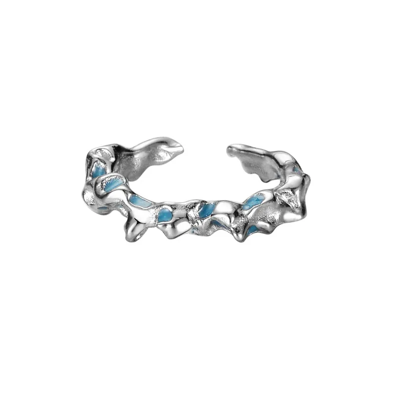 MLKENLY Coral Blue Shaped Ring Personality Men and Women S925 Sterling Silver Deep Sea Series Healing Unisex Super A Jewelry - Image 5