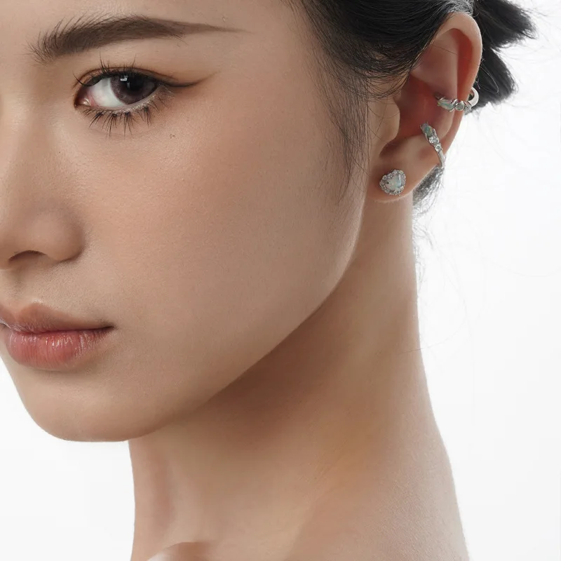 Minimalist S925 Sterling Silver CZ heart-shaped earrings for women small and colorful Opal earrings earrings accessories - Image 5