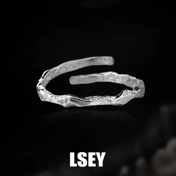 MLKENLY S925 sterling silver Wholesale of versatile textured open rings and silver jewelry