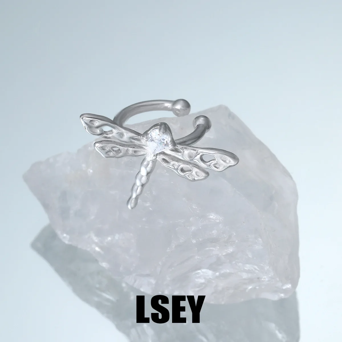 MLKENLY S925 Sterling Silver Dragonfly Ear Clip Without Hole Earrings for Female Ancient 1PC Ear Cuff No Piercing Orbital Earing