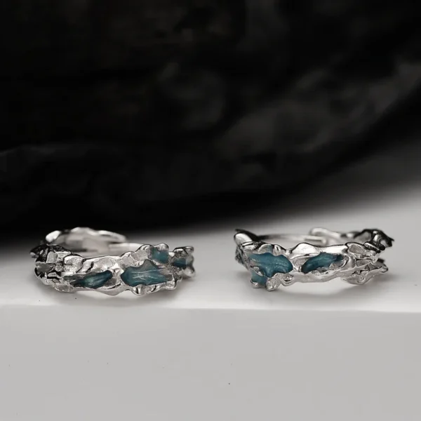 MLKENLY 1 PCS Coral Blue Shaped Ear Buckle Women's Premium S925 Sterling Silver Deep Sea Series Drip Gel Earrings Small