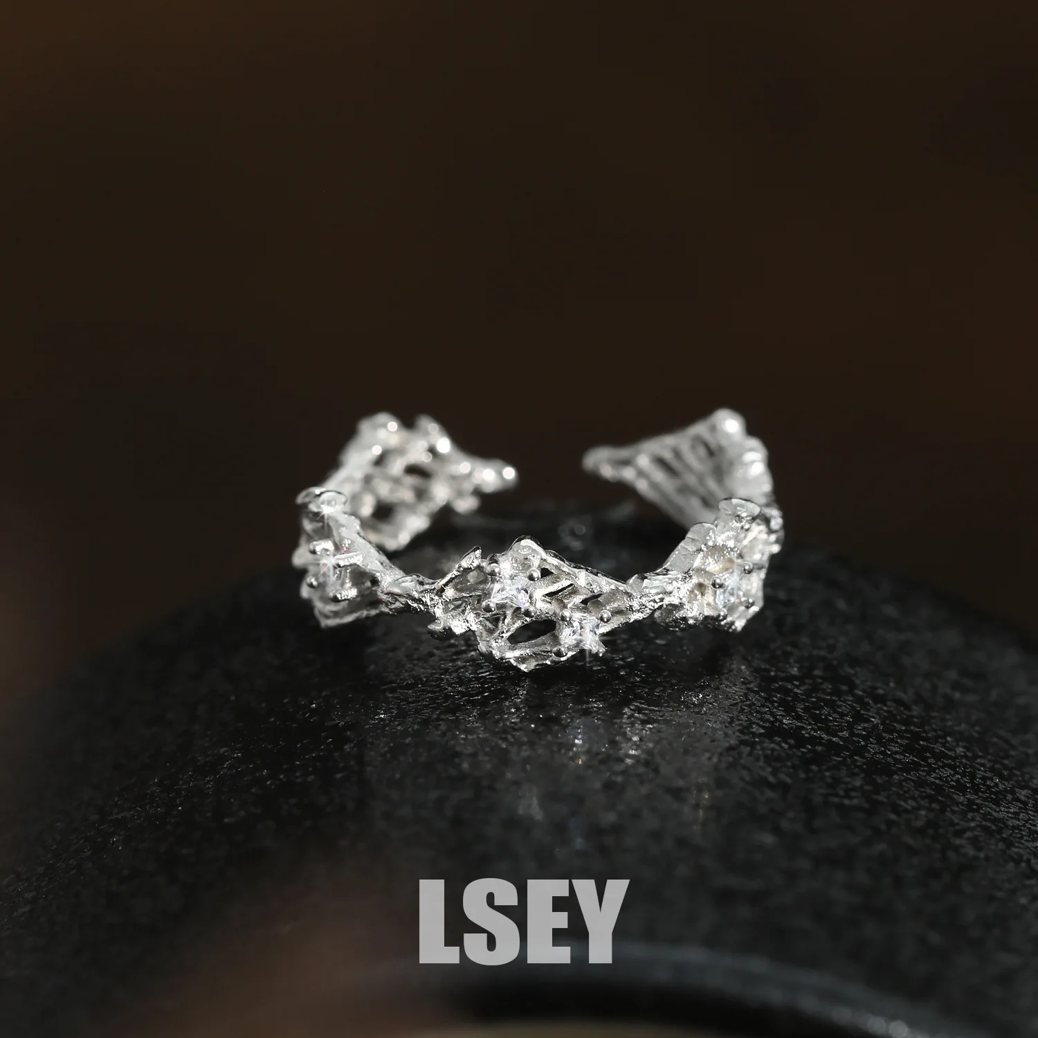 MLKENLY S925 sterling silver Weaving hollow ring?Japanese Original Single Hollow Ring Retro Simple Ring