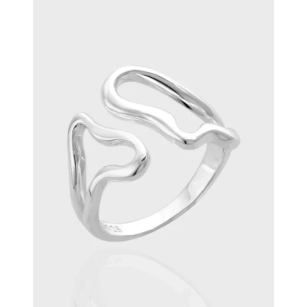 CHOZON S925 Solid Silver Asymmetric Heart Ring French Modern Wholesale Adjustable Jewelry for Women