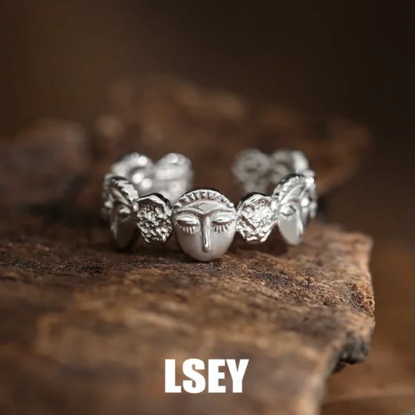 MLKENLY S925 sterling silver Vintage Tears Face Ring Coldness Ring Women's Silver Jewelry Wholesale