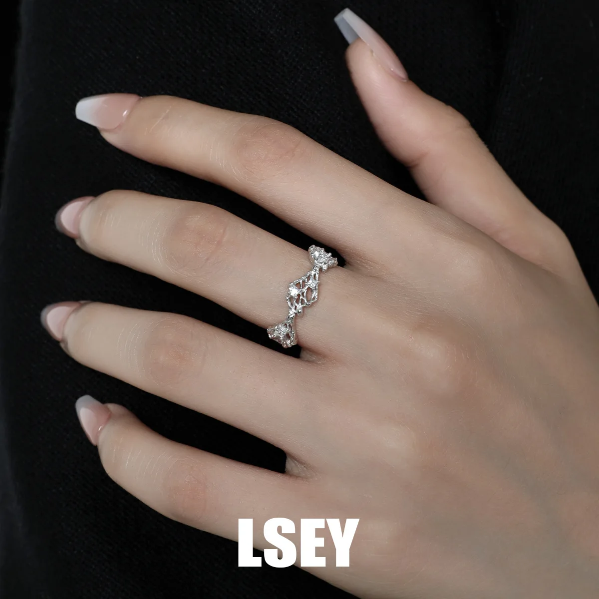 MLKENLY S925 sterling silver Weaving hollow ring?Japanese Original Single Hollow Ring Retro Simple Ring - Image 3