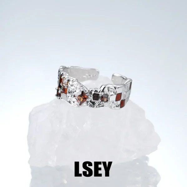 MLKENLY S925 sterling silver Chessboard Design Female Party Ring Original Jewelry For Women New Year Gifts?