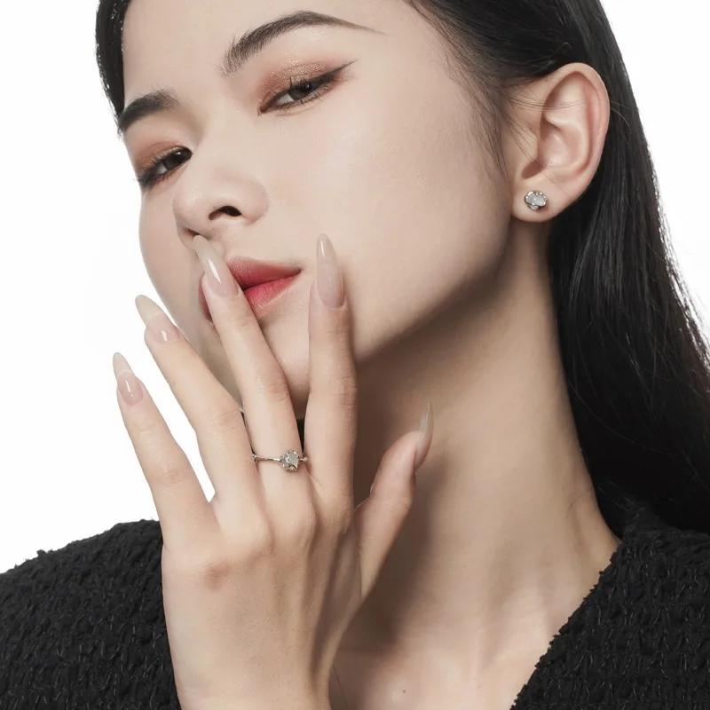 MLKENLY S925 Sterling Silver Stone Rings Classic Natural Agate Open Adjustable Index Finger Fashion Fine Jewelry - Image 2