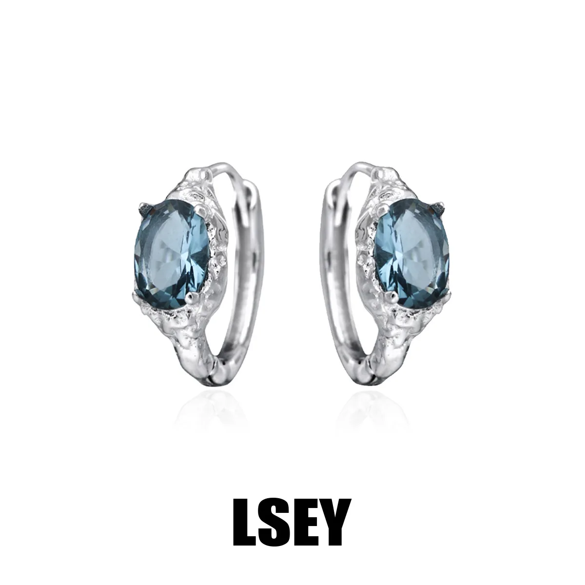 MLKENLY S925 sterling silver Blue CZ Women's Earrings Statement Daily Wear Girls Hoop Earrings Wedding Love Jewelry - Image 5