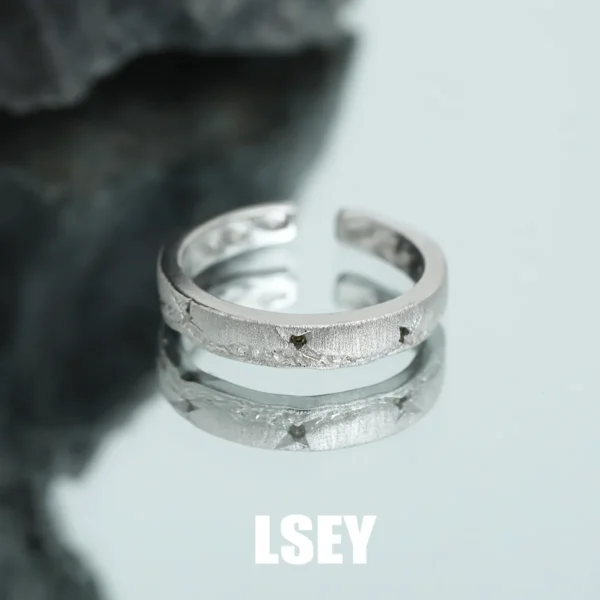 MLKENLY S925 sterling silver Starry brushed ring Jewelry Fashion Personality Temperament Exquisite Opening Rings