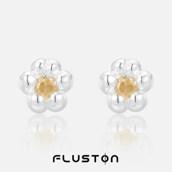 CHOZON S925 Solid Silver Yellow Floral Earrings French Botanical Wholesale Dainty Jewelry for Women
