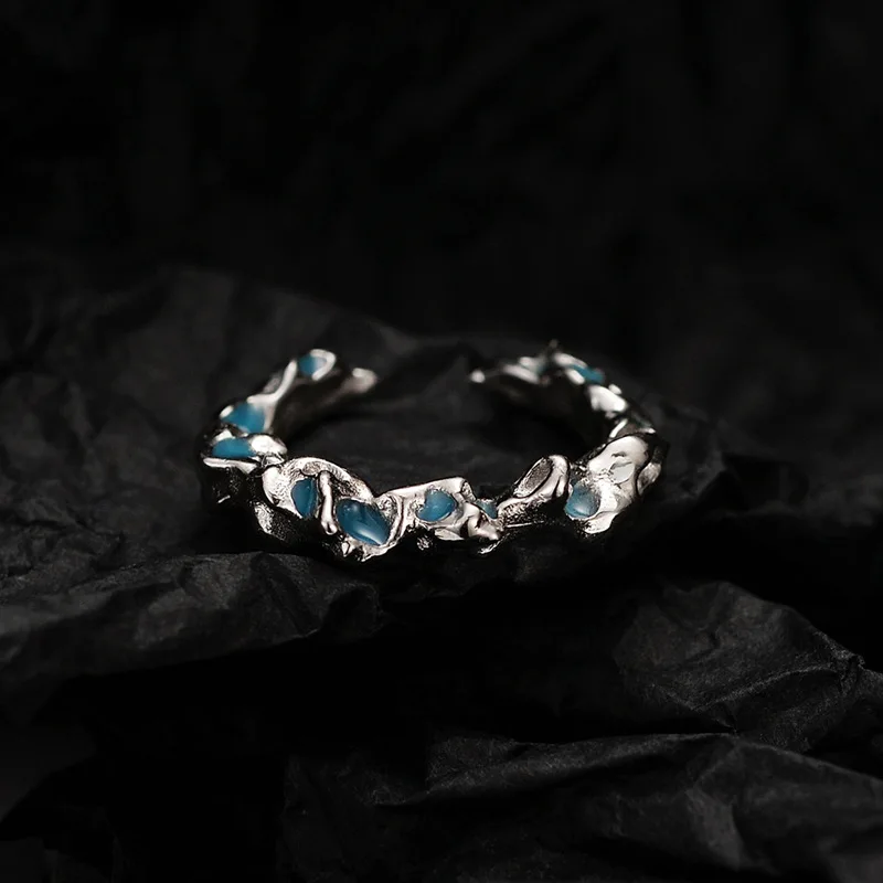 MLKENLY Coral Blue Shaped Ring Personality Men and Women S925 Sterling Silver Deep Sea Series Healing Unisex Super A Jewelry - Image 2