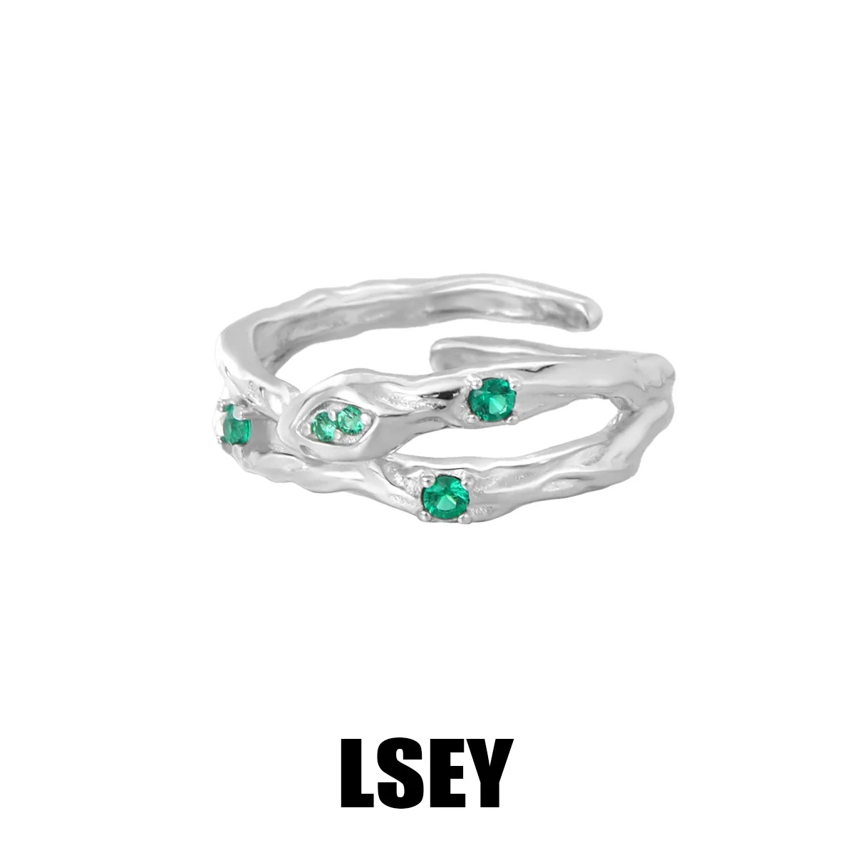 MLKENLY S925 sterling silver ?color zircon mysterious elegant spirit snake open ring cold wind ins temperament sense in stock - 画像 (5)