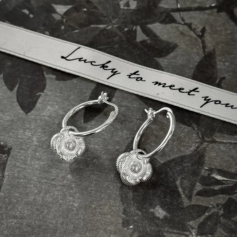 CHOZON S925 Solid Silver Floral Earrings Korean Vintage Wholesale Dainty Jewelry for Women