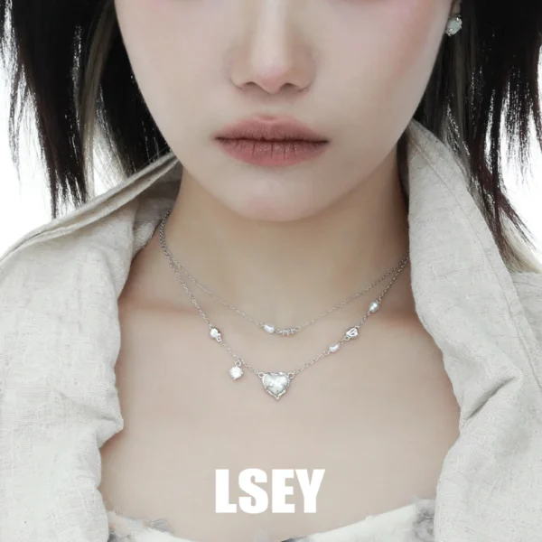 MLKENLY S925 sterling silver Ins cold style minimalist temperament love mother of pearl necklace Luxury Fine Necklace