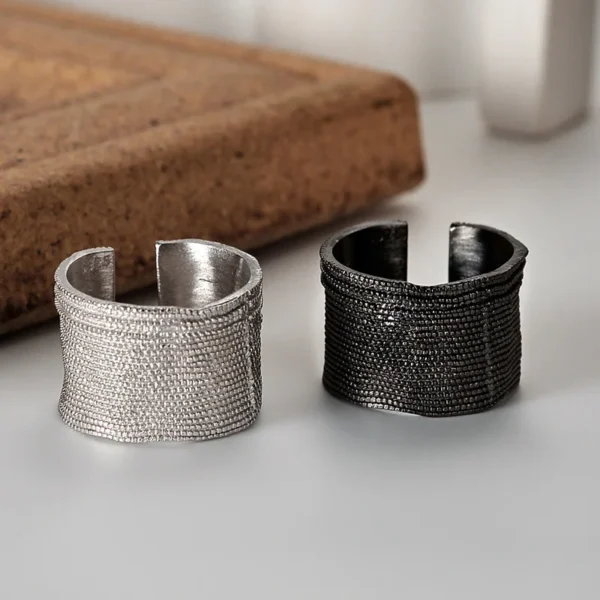 MLKENLY S925 sterling silver Madoka dot ring, female ins, cool style, matte brushed index finger ring