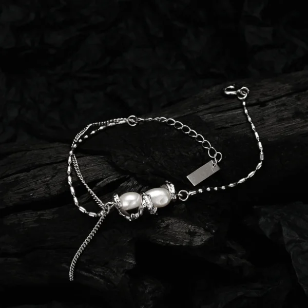 MLKENLY Korean version simple rice bead bracelet wholesale female S925 sterling silver small crowd cool wind light luxury pearl