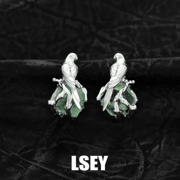 MLKENLY S925 sterling silver Bird fluorite earrings high-end feeling earrings wholesale for women's silver jewelry