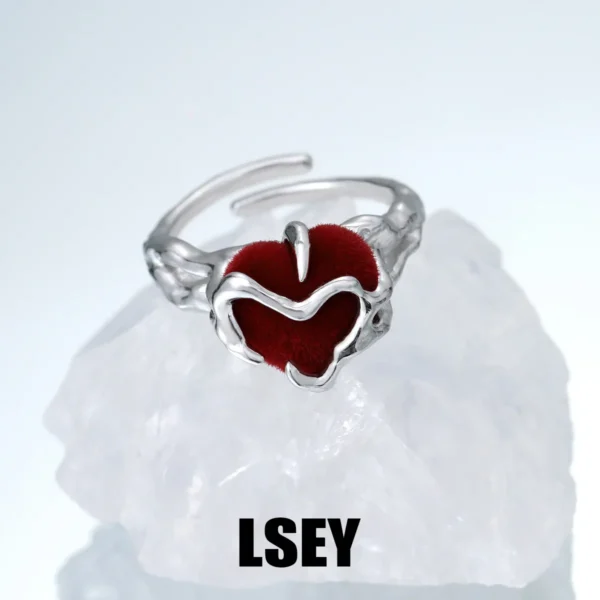 MLKENLY S925 sterling silver Ins Cold Wind Premium Liquid Plush Love Finger Rings Summer Beach Aesthetic Waterproof Jewelry