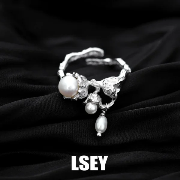 MLKENLY S925 sterling silver Lily Pearl Open Ring Women Opening Finger Ring Luxury Jewelry Gifts Party Accessories Ring