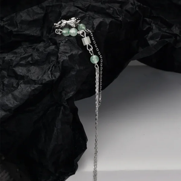MLKENLY New Chinese style turquoise tassel ear clip for women S925 sterling silver Chinese style ear jewelry without ear holes