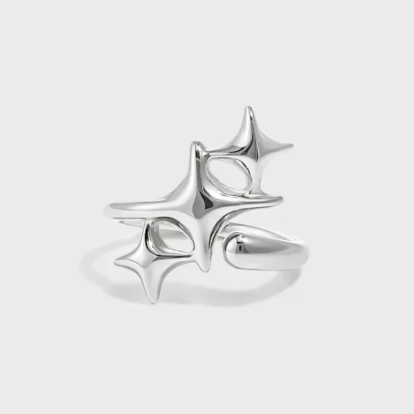 CHOZON S925 Solid Silver Star Ring Korean Minimalist Adjustable Wholesale Jewelry for Women