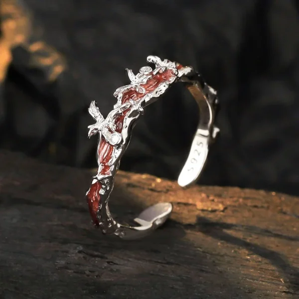 MLKENLY S925 sterling silver Butterfly index finger ring, female opening pink glazed irregular ring