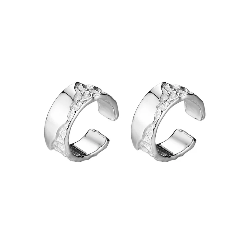 MLKENLY S925 sterling silver Texture ear clip, female personality trend, niche design, irregular ear hole free earrings - Image 6