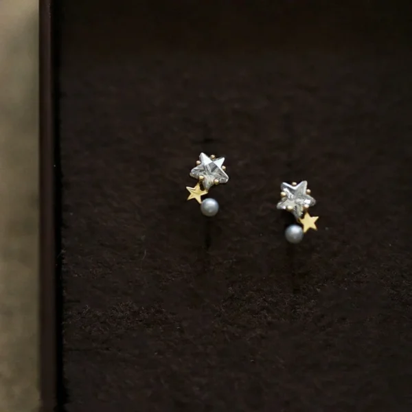 CHOZON 999 Solid Silver Star Bead Earrings Wholesale Dainty Celestial Jewelry for Women
