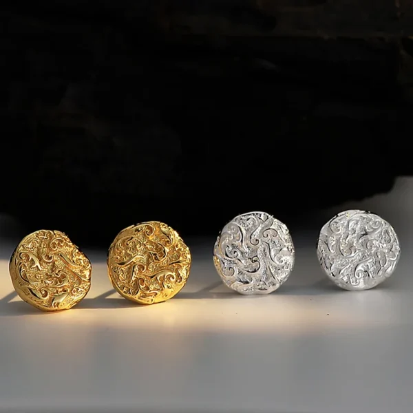 MLKENLY Simple fashionable versatile pattern earrings wholesale S925 sterling silver niche design Tang grass pattern earrings