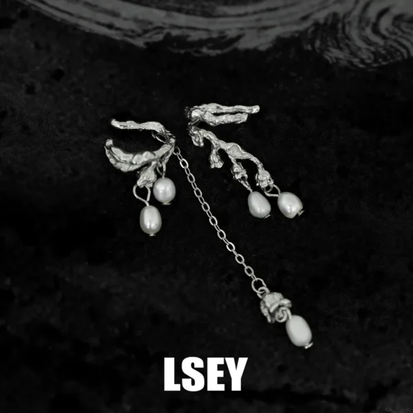 MLKENLY S925 Sterling silver lily Flower Pearl Earbone Clip with High Quality Charm Earbone Clip Silver Jewelry Wholesale
