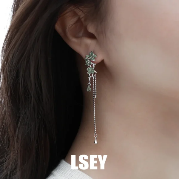 MLKENLY S925 Sterling Silver Jasmine?Long Chain Earrings For Women Waterproof Anti Allergic Jewelry New