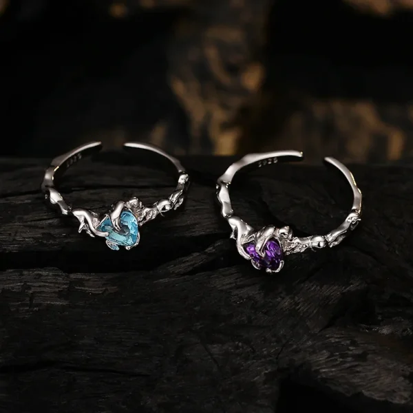 MLKENLY S925 pure silver Purple Zircon Gemstone Finger Rings for Women Wedding Promise Bridal Party Gift Accessories