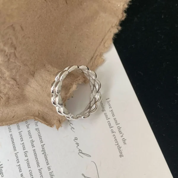 CHOZON S925 Solid Silver Double Olive Ring Korean Minimalist Wholesale Stacking Jewelry for Women