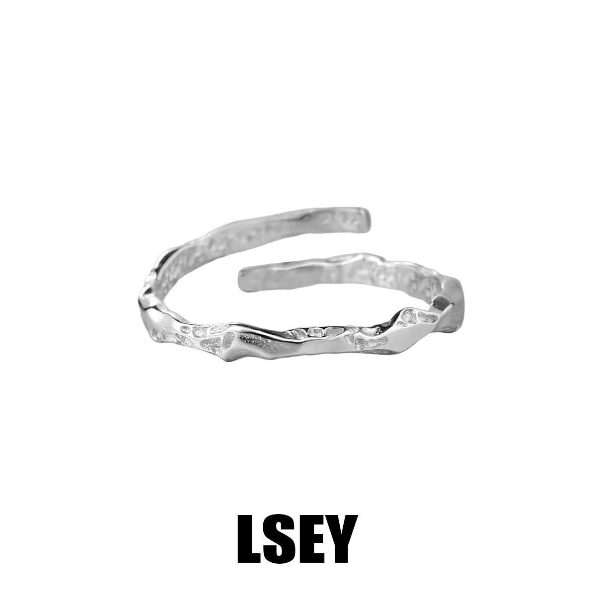 MLKENLY S925 sterling silver Wholesale of versatile textured open rings and silver jewelry - Image 5