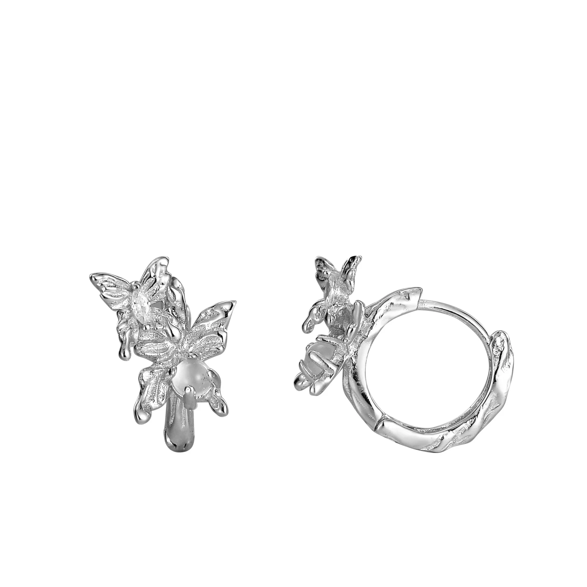MLKENLY 925 Sterling Silver Irregular shaped butterfly ear buckle with inlaid agate earrings for women - Image 5