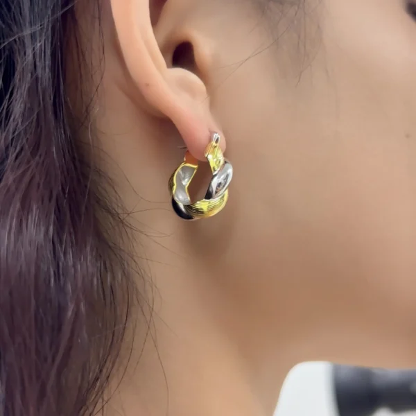MLKENLY S925 Solid Silver Color blocked M ? bius Earrings with Earrings and Buckles for Women