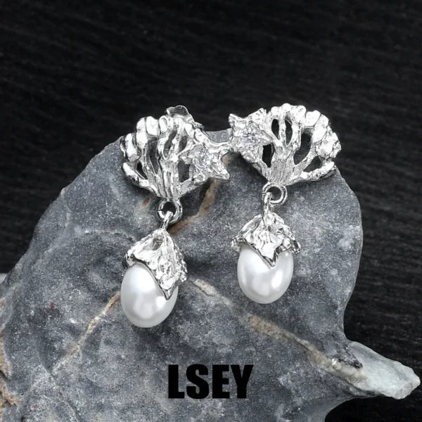 MLKENLY S925 sterling silver Pearl Shell Earrings Cold Wind Stud Earrings For Women Exquisite Earring Ladies Party Birthday Jewe