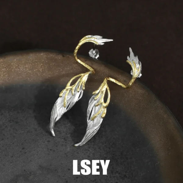 MLKENLY S925 sterling silver Wings long earrings, cool and high-end style earrings, silver jewelry wholesale
