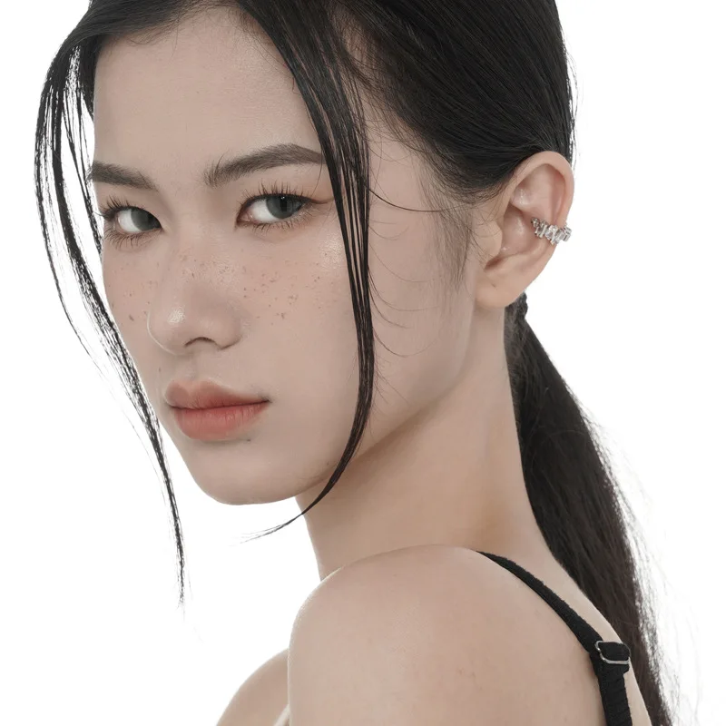 MLKENLY Trendy 925 Sterling Silver damaged geometric ear clip female ins wind without ear hole inlaid ear cuff - Image 3