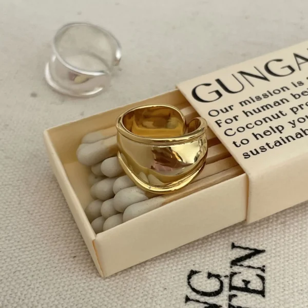 925 Sterling Silver Geometric Minimalist Ring Female Ins Online Celebrity Wide-faced European Designers with The Same Irregular